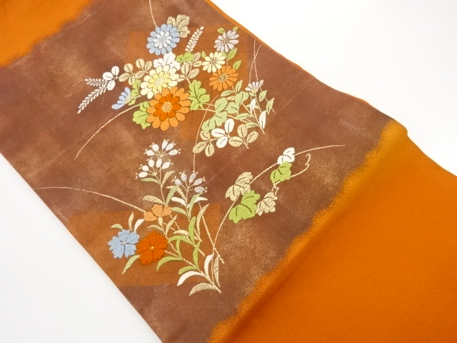 JAPANESE NAGOYA OBI / KARA-ORI / WOVEN AUTUMN FLOWERS